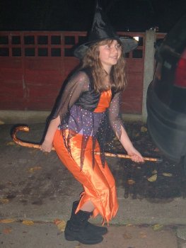 Megan dressed as a witch